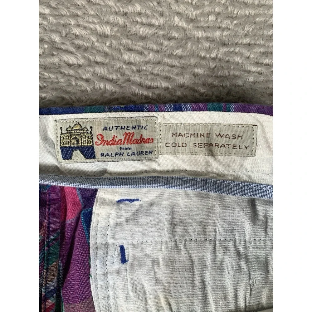 Polo Ralph Lauren Shorts Men's 32 Blue Pink India Madras Plaid 9